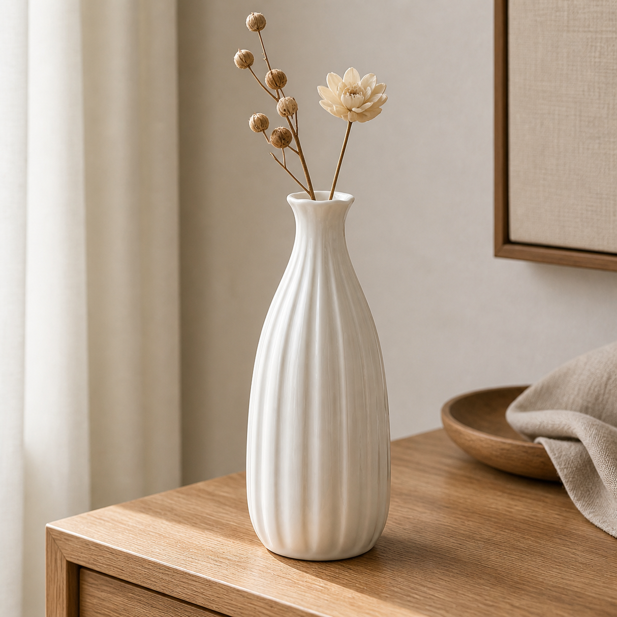 Cozy Haven White Nordic Ceramic Flower Vase Retro Flower Bottle - Cozy Haven lifestyle image