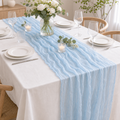 Cozy Haven Semi-Sheer Sky Blue Gauze Wedding Table Runner Cheese - Cozy Haven lifestyle image