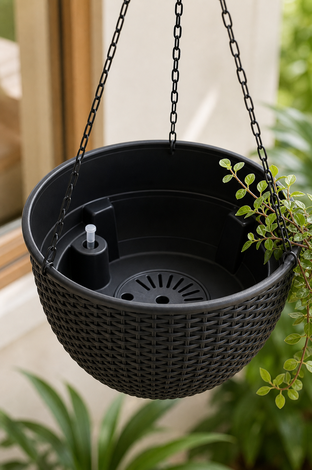 Black Hanging Planter with Chain