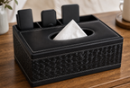 Cozy Haven Elegant Faux Leather Tissue Box Cover With Remote Hol - Cozy Haven lifestyle image