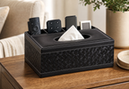 Cozy Haven Elegant Faux Leather Tissue Box Cover With Remote Hol - Cozy Haven lifestyle image