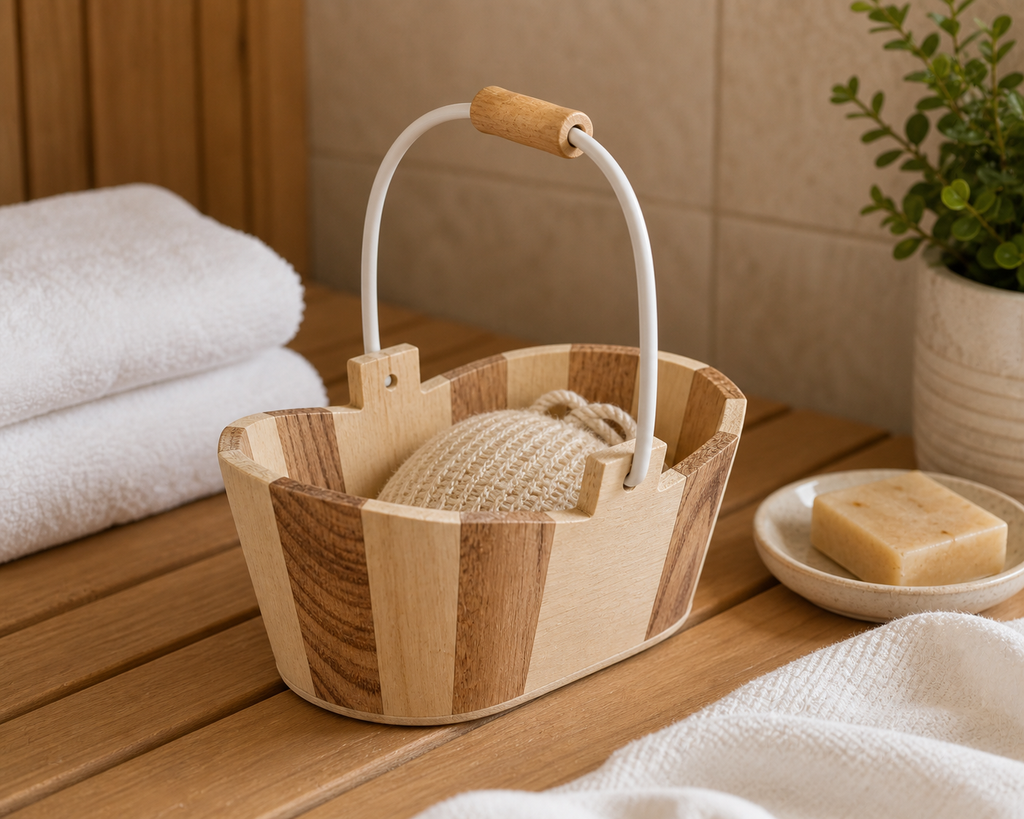 Cozy Haven Rustproof Bamboo Shower Caddy lifestyle image 1