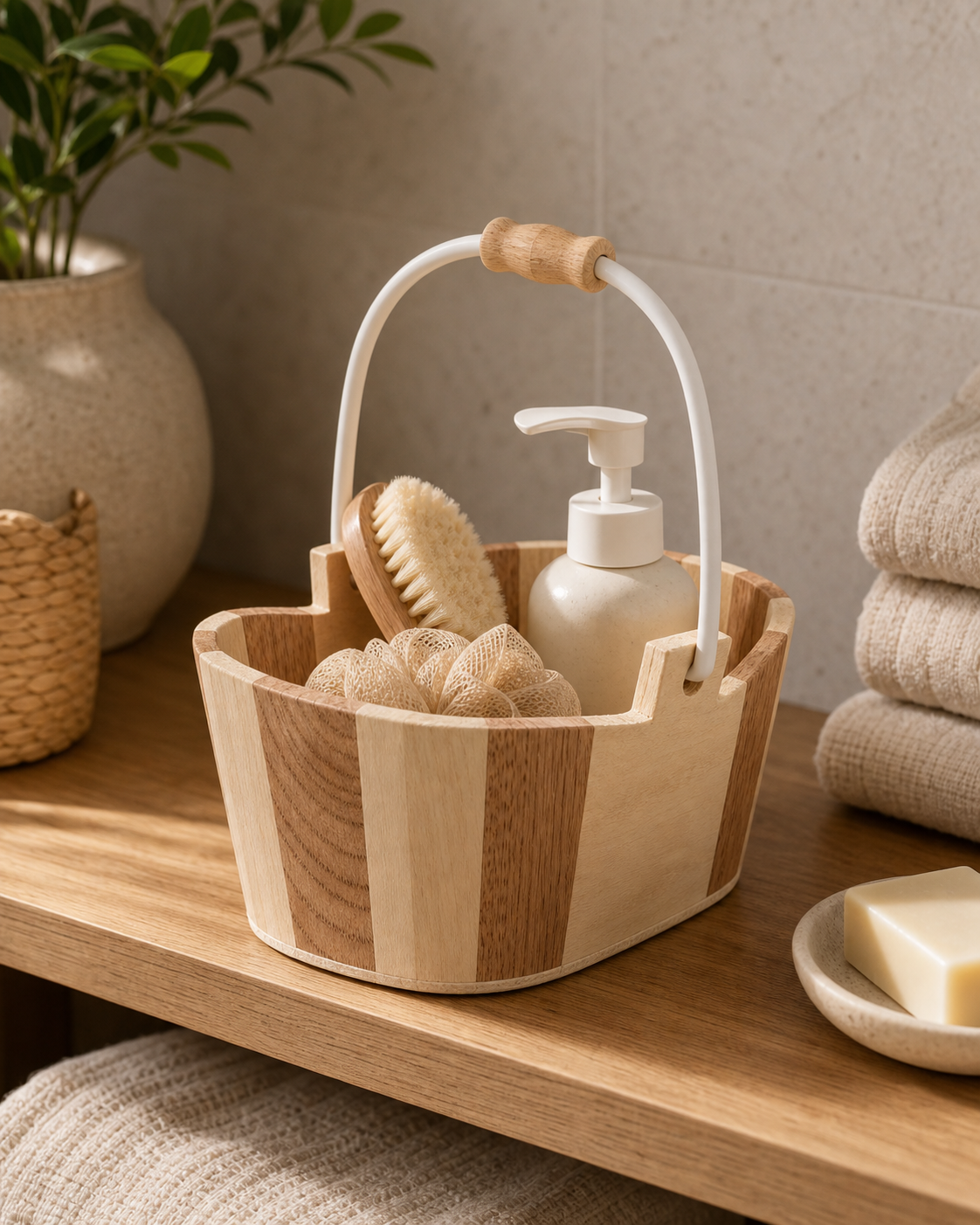 Cozy Haven Rustproof Bamboo Shower Caddy lifestyle image 2
