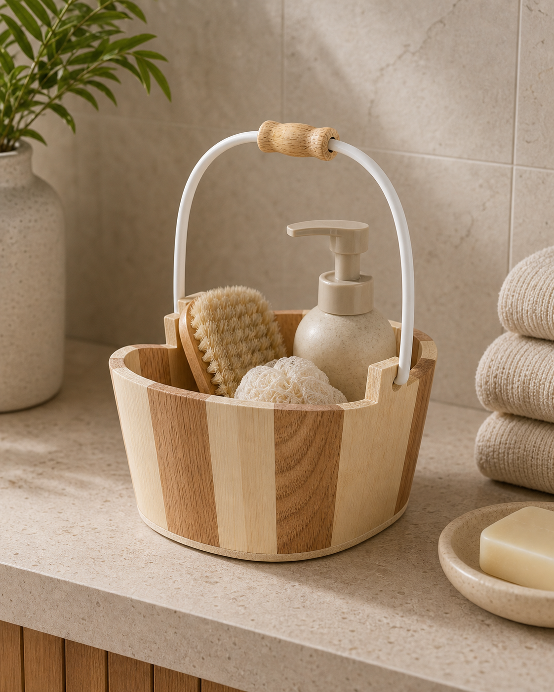 Cozy Haven Rustproof Bamboo Shower Caddy lifestyle image 3