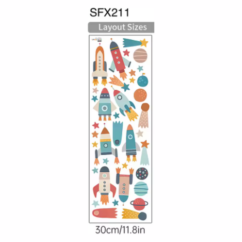 Cozy Haven truthful variant reference for Cozy Haven Removable Nursery Wall Decal Sheets - Space Decals - 1 Sheet