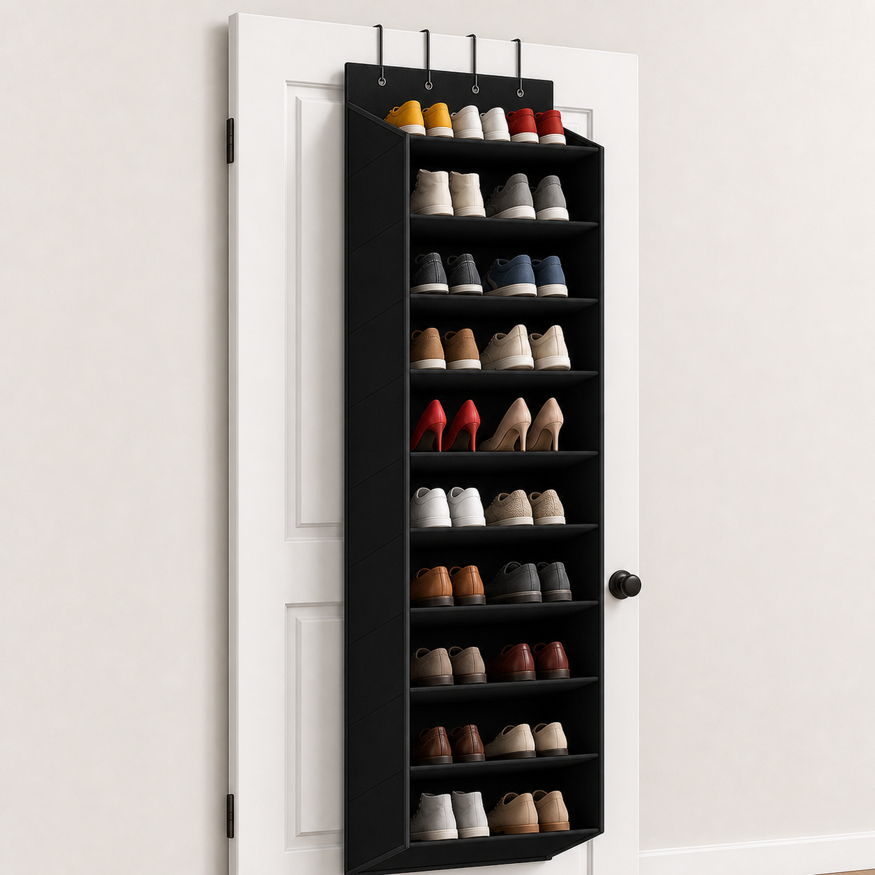 Cozy Haven Shoe Over Door Hanging Organizer - Black