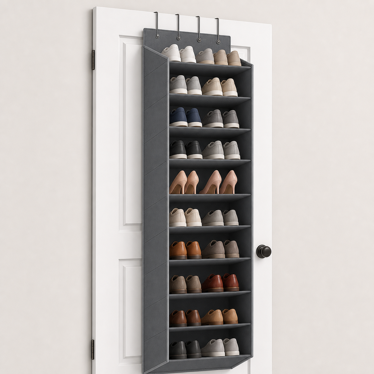 Cozy Haven Shoe Over Door Hanging Organizer - Grey