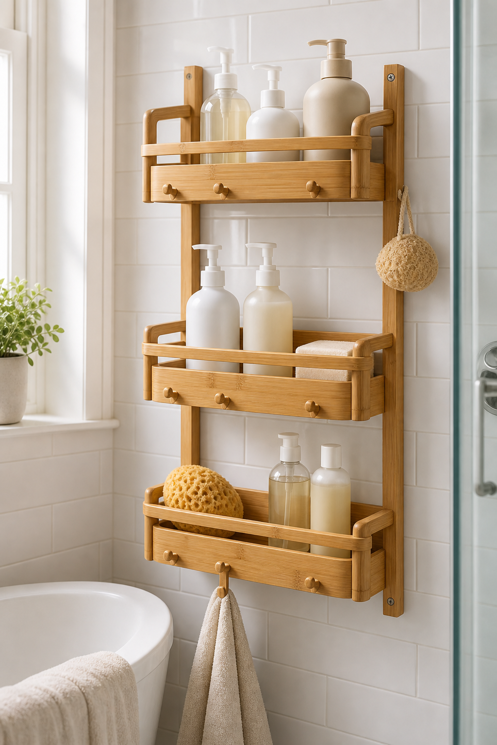 Cozy Haven Shower Organizer with Hooks - 3 Tier Hanging Bathroom Caddy lifestyle image 8