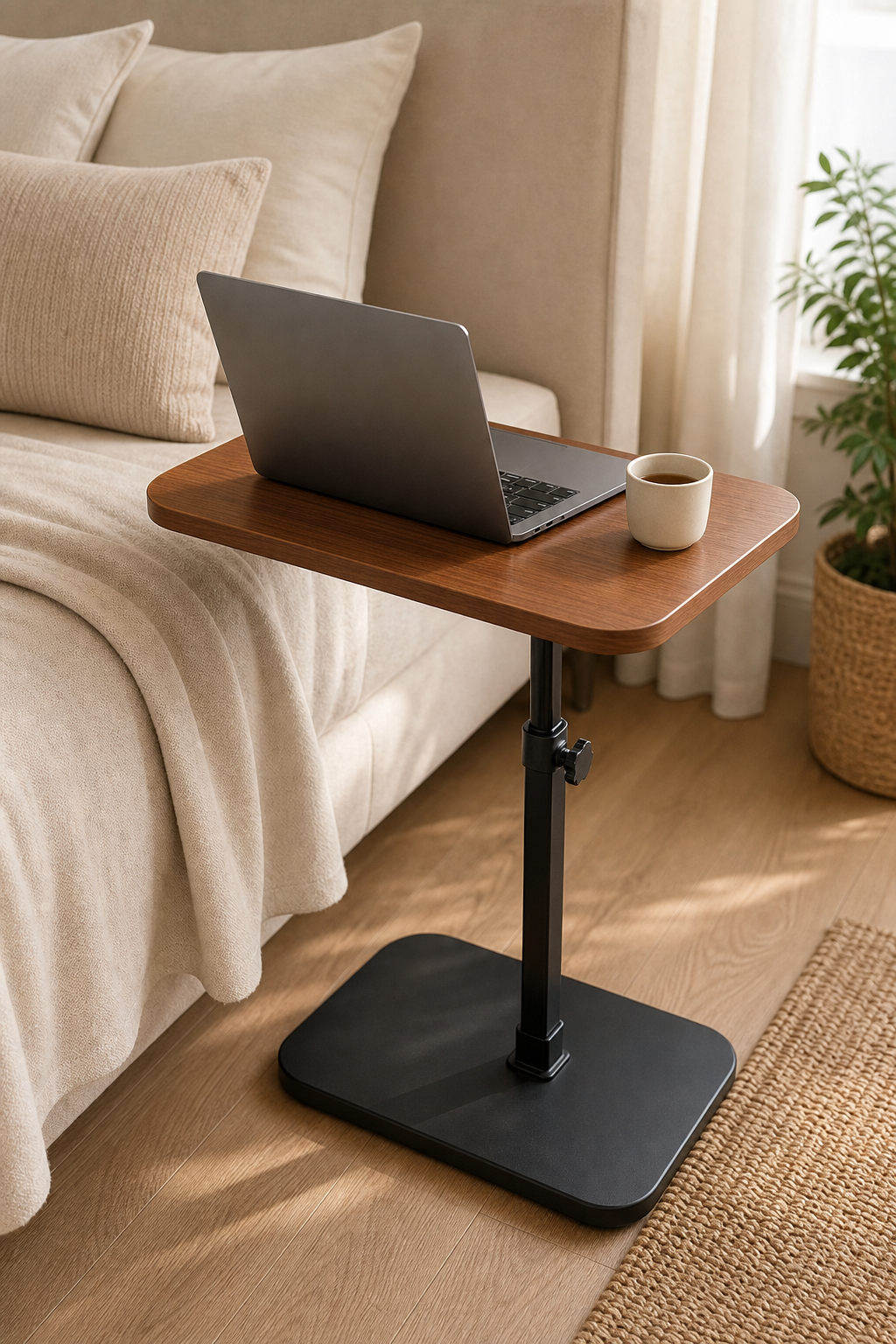 Cozy Haven Adjustable Height Wood-Look Side Table lifestyle image 2