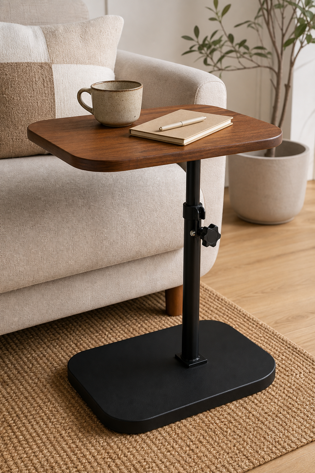 Cozy Haven Adjustable Height Wood-Look Side Table lifestyle image 4
