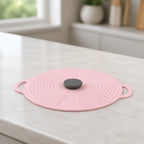 Cozy Haven Silicone Bowl Covers - pink silicone bowl cover on countertop