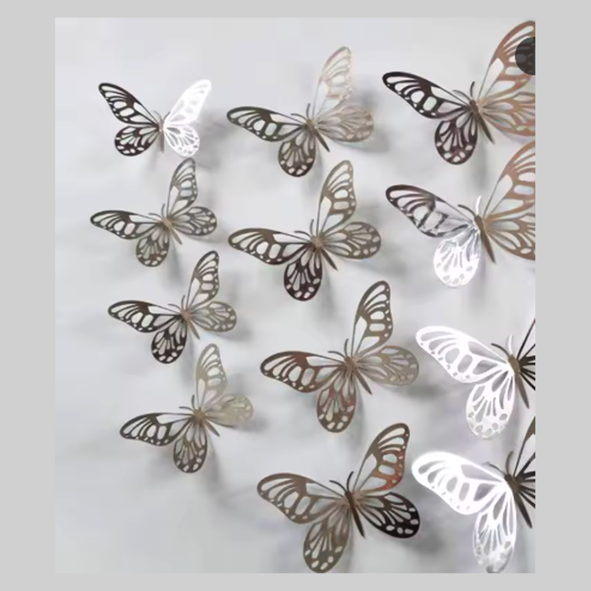 Cozy Haven 3D Metal Butterfly Wall Stickers Set - 12 Pack Silver Hollow Party Decor supplier exact visual Silver 1