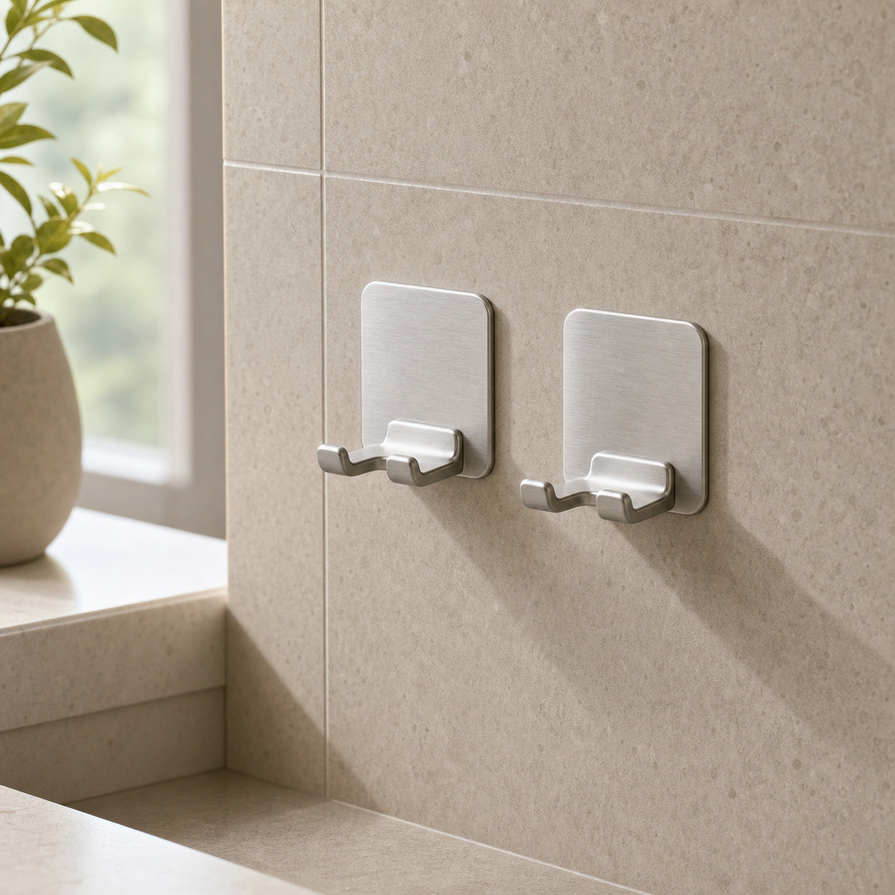 Cozy Haven Adhesive Razor Holder bathroom lifestyle - Silver Razor Holders / 2 Pieces