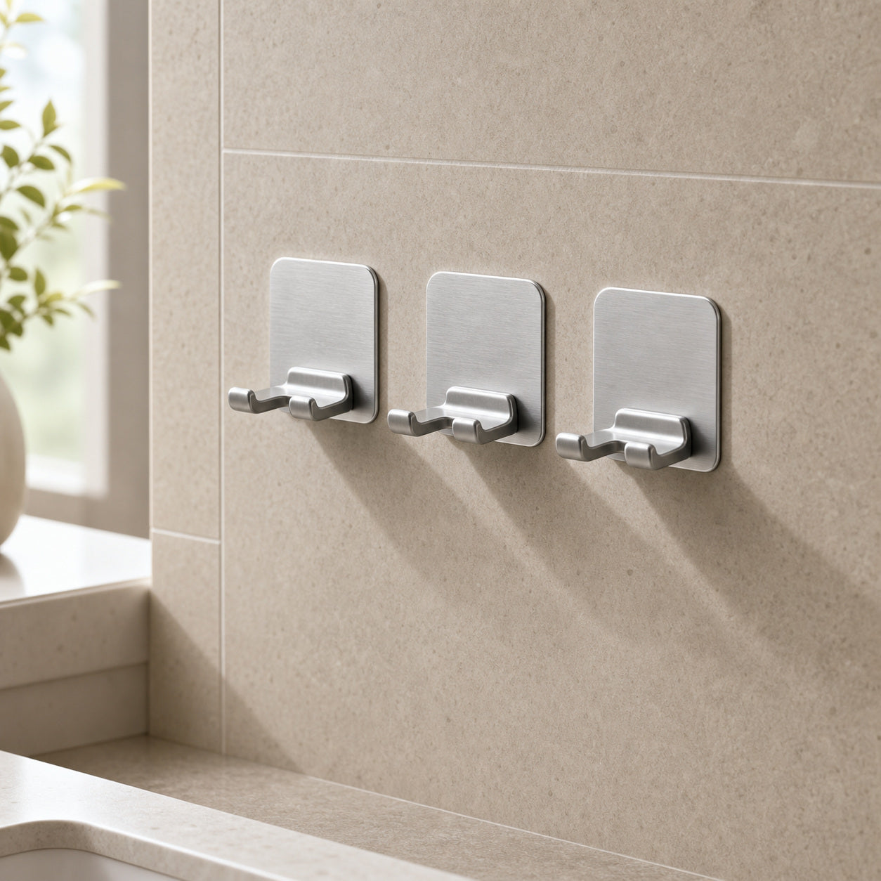 Cozy Haven Adhesive Razor Holder bathroom lifestyle - Silver Razor Holders / 3 Pieces