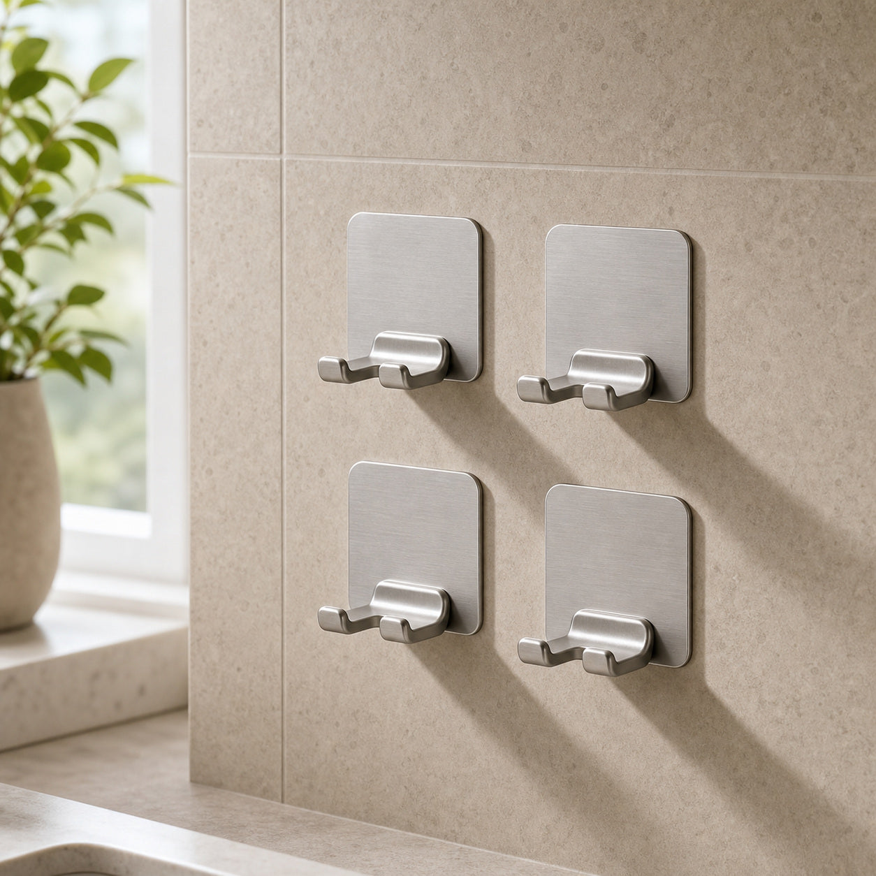 Cozy Haven Adhesive Razor Holder bathroom lifestyle - Silver Razor Holders / 4 Pieces