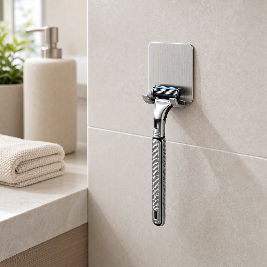 Cozy Haven Silver Adhesive Razor Holder