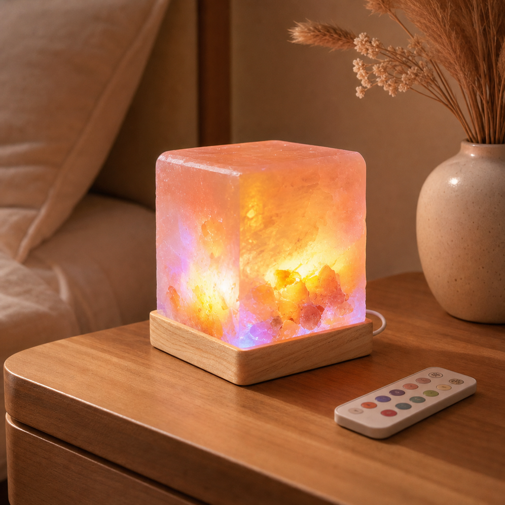 Cozy Haven Square Himalayan Salt Lamp lifestyle image 1 for Square Himalayan Salt Lamp