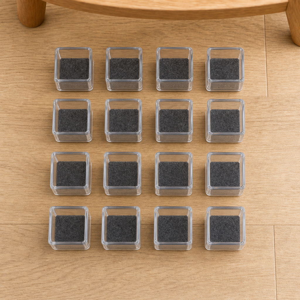 Cozy Haven Transparent Square Chair Leg Protectors - 16 piece set lifestyle