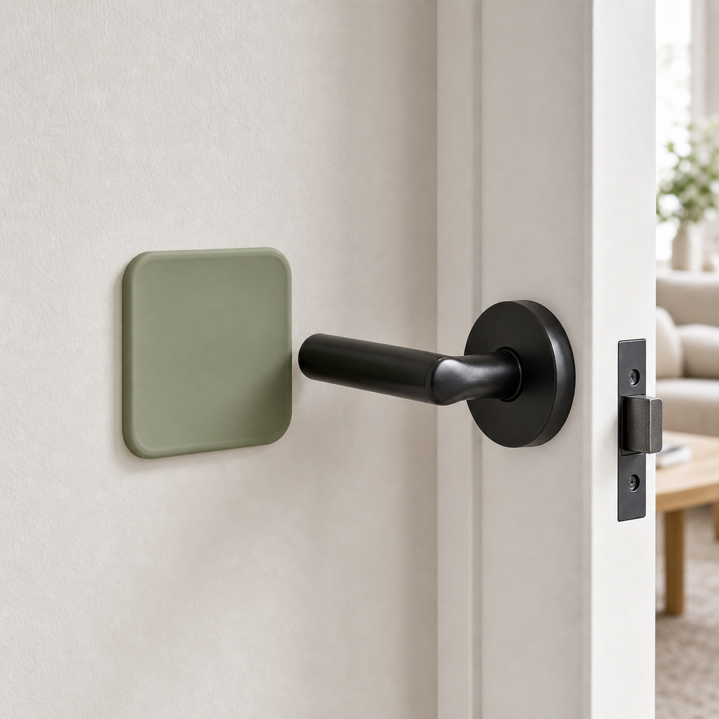 Cozy Haven Silicone Door Handle Wall Protector - Square Green - 4.5 cm lifestyle