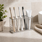 Cozy Haven Stainless Toothbrush Stand styled bathroom view 2