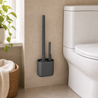 Cozy Haven Style 1 dark grey wall-hanging silicone toilet brush set