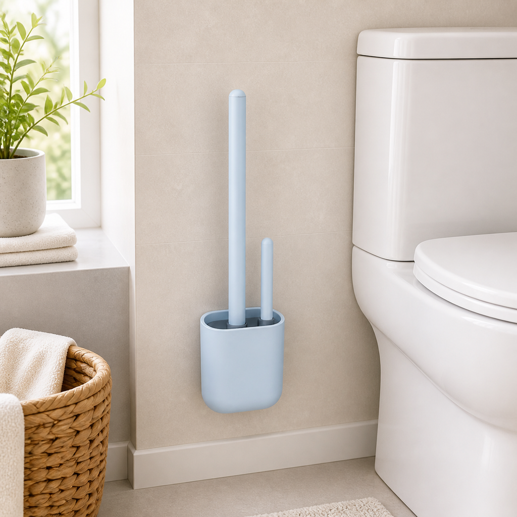 Cozy Haven Style 2 Blue Wall-Hanging Silicone Toilet Brush Set lifestyle image style2_blue
