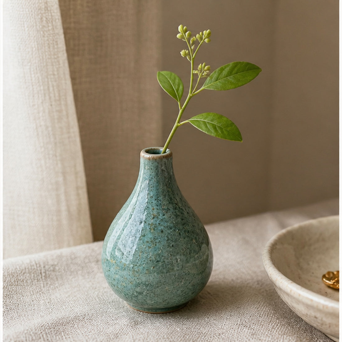 Teal Ceramic Bud Vase