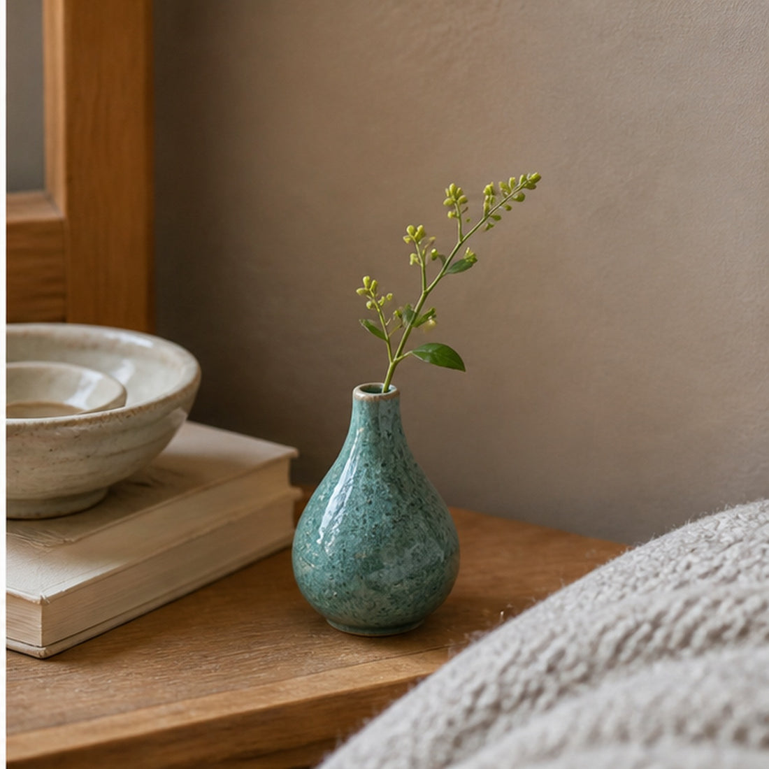 Teal Ceramic Bud Vase