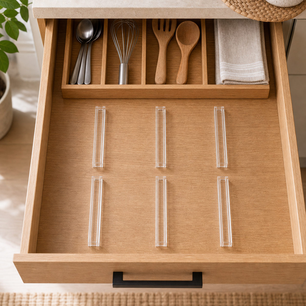 Cozy Haven Transparent Drawer Dividers - exact 6 piece set lifestyle