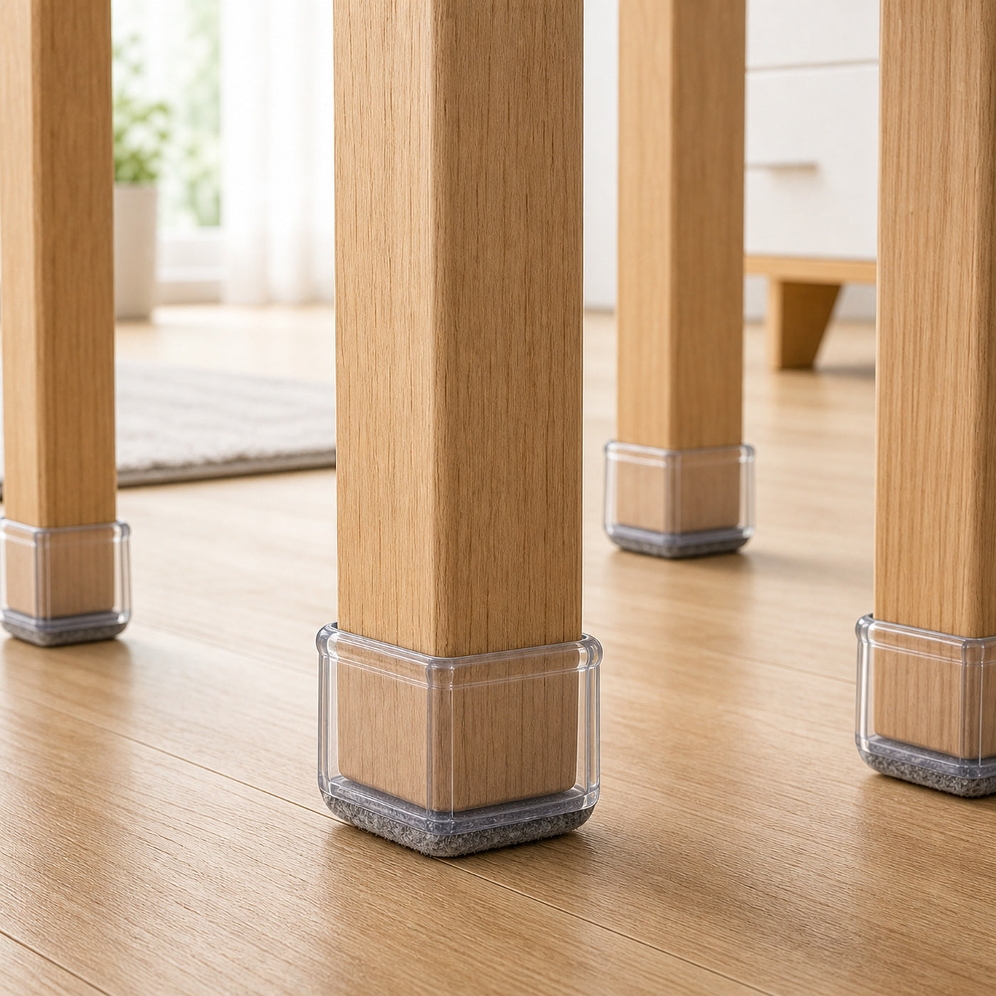 Cozy Haven Transparent Felt Chair Leg Protectors - square 28-35 mm lifestyle
