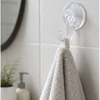 Cozy Haven Transparent Suction Cup Utility Hook - 1 Piece styled bathroom view 2