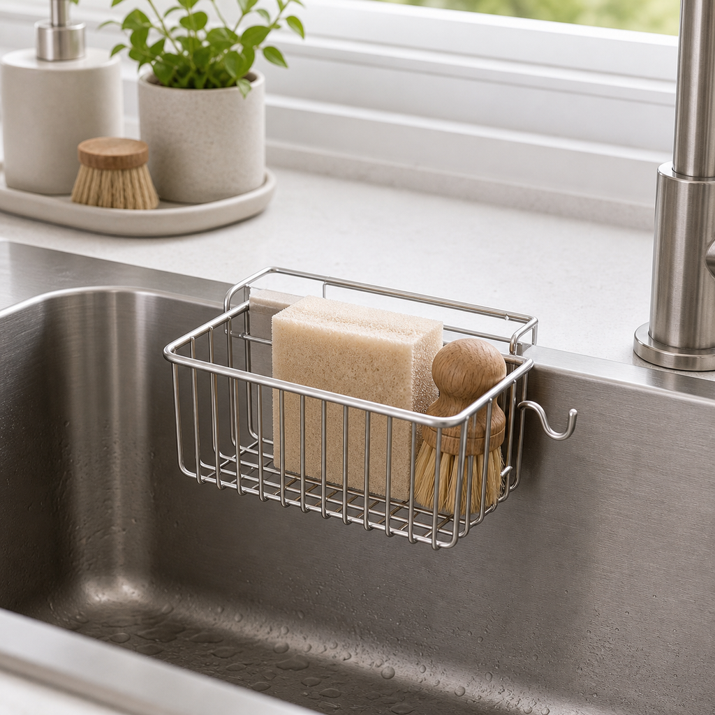 Cozy Haven Sink Drain Sponge Rack - silver upgraded A sink rack lifestyle