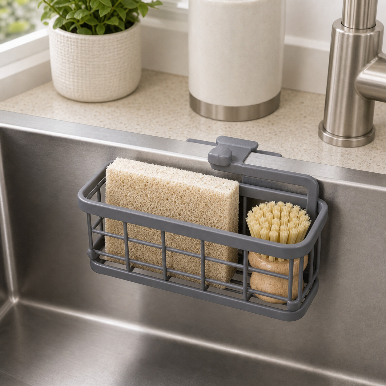 Cozy Haven Sink Drain Sponge Rack - grey upgraded B sink rack lifestyle