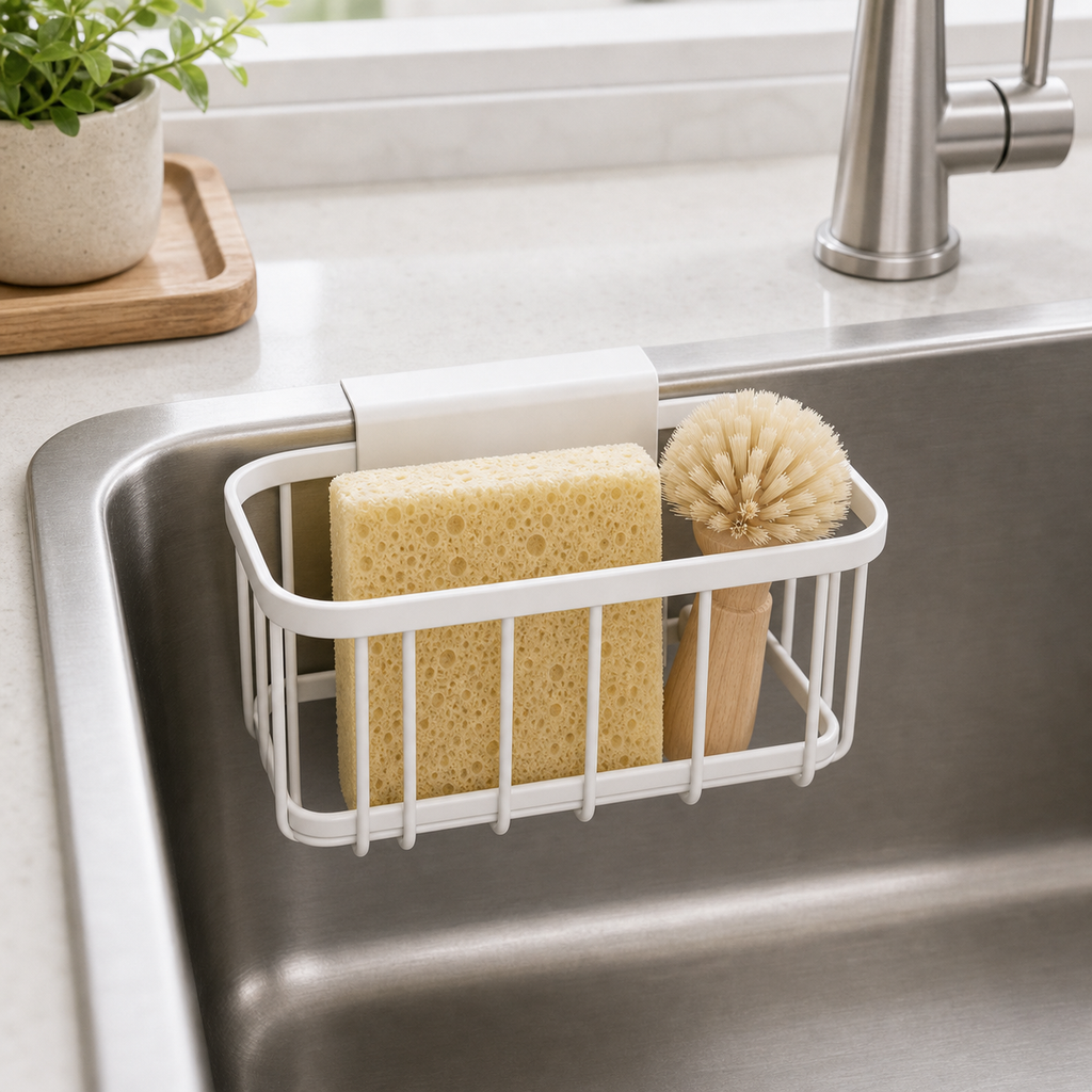 Cozy Haven Sink Drain Sponge Rack - white upgraded B sink rack lifestyle
