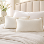 Cozy Haven Gold-Trim Velvet Pillow Covers - 2-Pack - 12 x 20 in (30 x 50 cm) / Cream White - 2 Pack