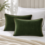 Cozy Haven Gold-Trim Velvet Pillow Covers - 2-Pack - 12 x 20 in (30 x 50 cm) / Dark Green - 2 Pack