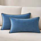 Cozy Haven Gold-Trim Velvet Pillow Covers - 2-Pack - 12 x 20 in (30 x 50 cm) / Blue - 2 Pack