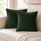 Cozy Haven Gold-Trim Velvet Pillow Covers - 2-Pack - 16 x 16 in (40 x 40 cm) / Dark Green - 2 Pack