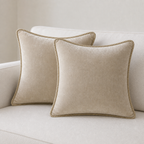 Cozy Haven Gold-Trim Velvet Pillow Covers - 2-Pack - 16 x 16 in (40 x 40 cm) / Beige - 2 Pack
