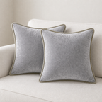 Cozy Haven Gold-Trim Velvet Pillow Covers - 2-Pack - 16 x 16 in (40 x 40 cm) / Light Gray - 2 Pack