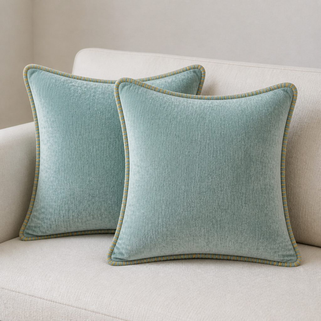 Cozy Haven Gold-Trim Velvet Pillow Covers - 2-Pack - 16 x 16 in (40 x 40 cm) / Mint Green - 2 Pack