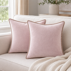 Cozy Haven Gold-Trim Velvet Pillow Covers - 2-Pack - 18 x 18 in (45 x 45 cm) / Blush Pink - 2 Pack