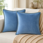 Cozy Haven Gold-Trim Velvet Pillow Covers - 2-Pack - 20 x 20 in (50 x 50 cm) / Blue - 2 Pack