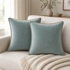 Cozy Haven Gold-Trim Velvet Pillow Covers - 2-Pack - 20 x 20 in (50 x 50 cm) / Mint Green - 2 Pack