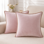 Cozy Haven Gold-Trim Velvet Pillow Covers - 2-Pack - 22 x 22 in (55 x 55 cm) / Blush Pink - 2 Pack