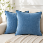 Cozy Haven Gold-Trim Velvet Pillow Covers - 2-Pack - 22 x 22 in (55 x 55 cm) / Blue - 2 Pack