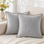 Cozy Haven Gold-Trim Velvet Pillow Covers - 2-Pack - 22 x 22 in (55 x 55 cm) / Light Gray - 2 Pack