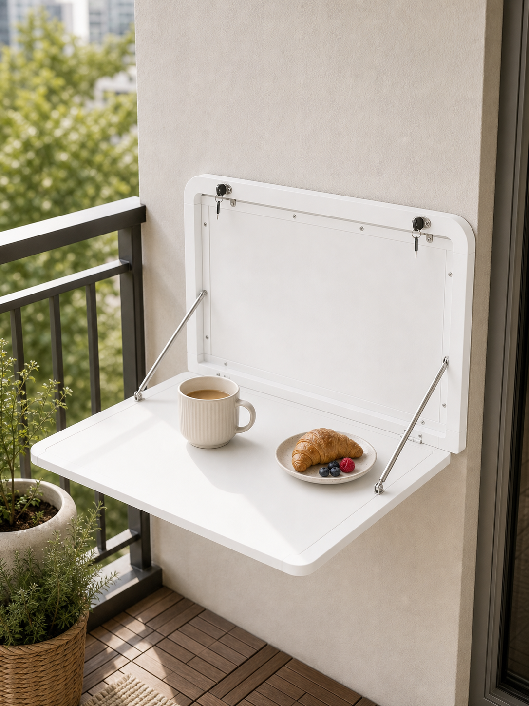 Cozy Haven Wall Mount Foldable Balcony Table lifestyle image 1