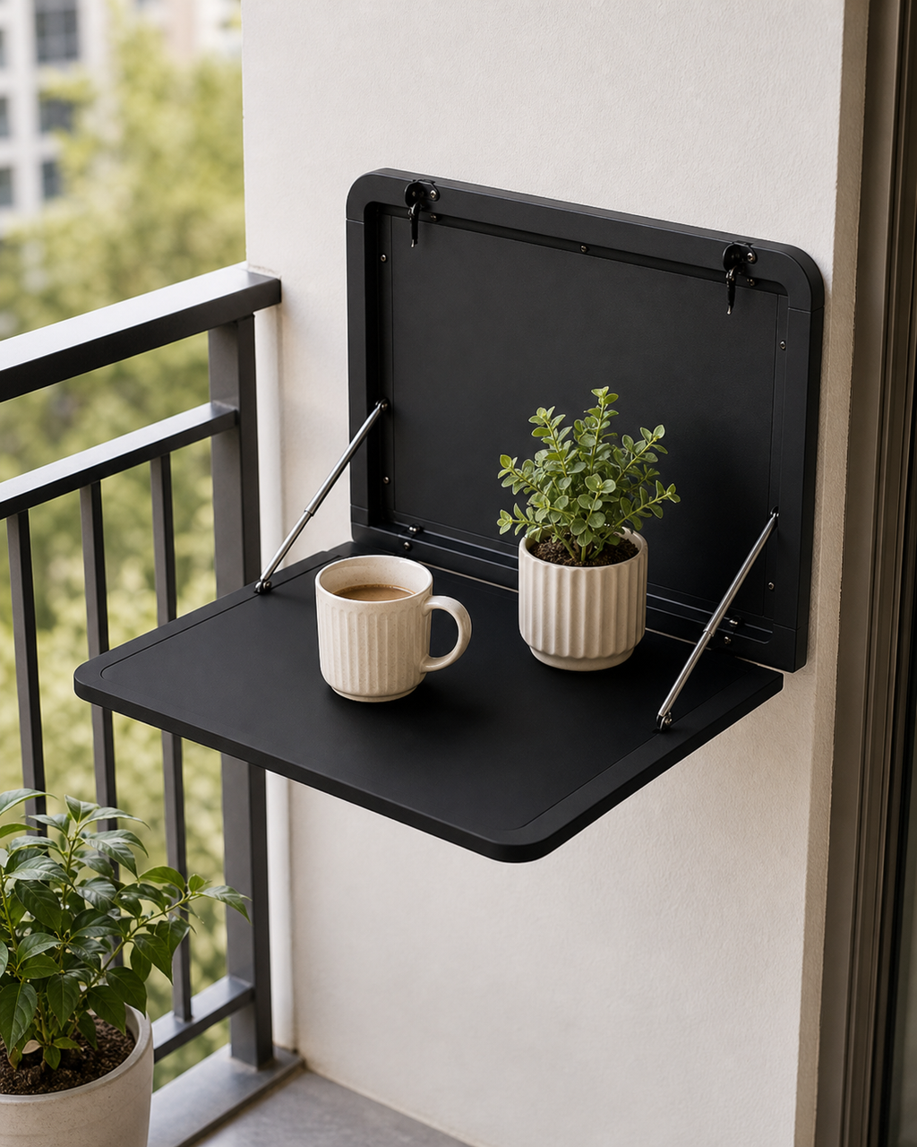 Cozy Haven Wall Mount Foldable Balcony Table lifestyle image 3