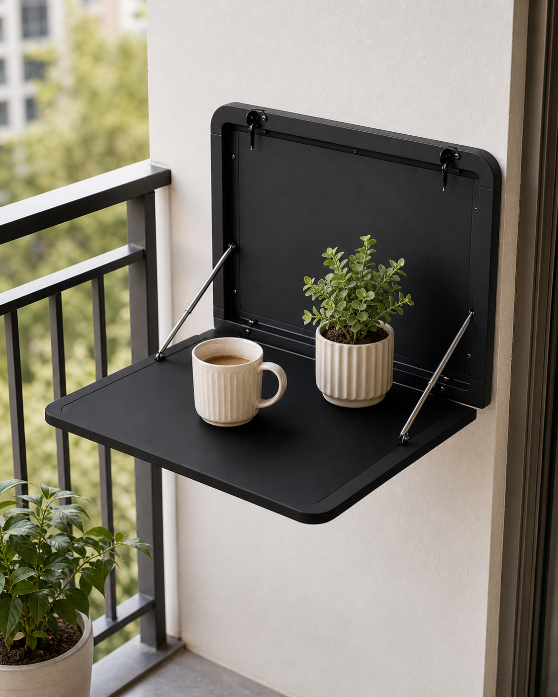 Cozy Haven Wall Mount Foldable Balcony Table lifestyle image 3